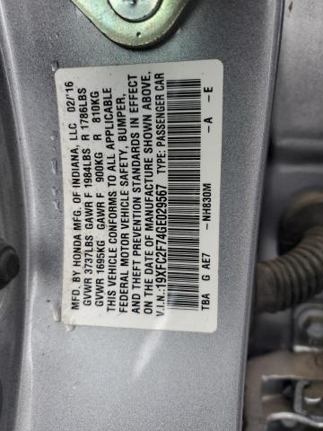 19XFC2F74GE029567 | 2016 HONDA CIVIC EX