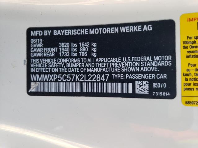 WMWXP5C57K2L22847 | 2019 MINI COOPER