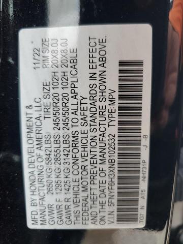 2022 HONDA PILOT SPOR - 5FNYF6H3XNB102532
