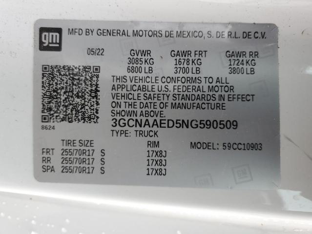 2022 CHEVROLET 1500 E/C I 3GCNAAED5NG590509