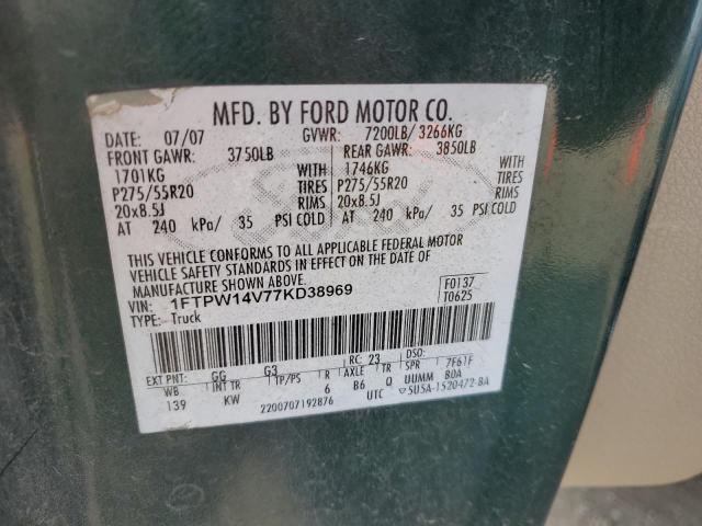 2007 Ford F150 Supercrew VIN: 1FTPW14V77KD38969 Lot: 52762914
