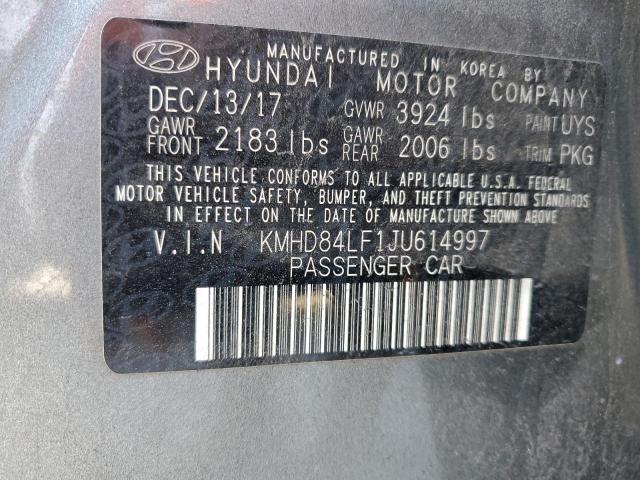 KMHD84LF1JU614997 | 2018 HYUNDAI ELANTRA SE