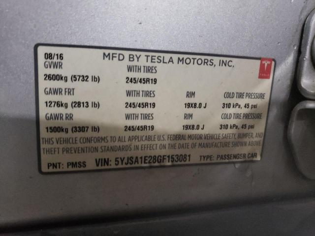 5YJSA1E28GF153081 | 2016 TESLA MODEL S