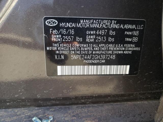 5NPE24AF2GH397248 | 2016 HYUNDAI SONATA SE