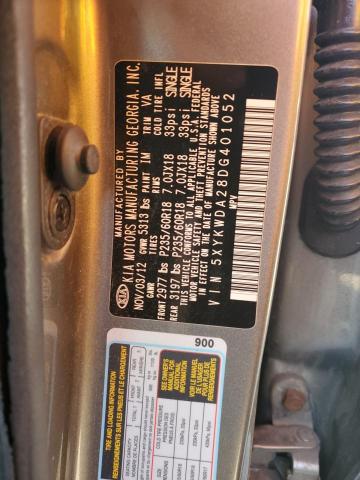 2013 Kia Sorento Sx VIN: 5XYKWDA28DG401052 Lot: 78685513