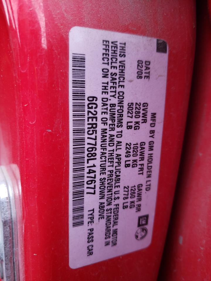 6G2ER57768L147677 2008 Pontiac G8