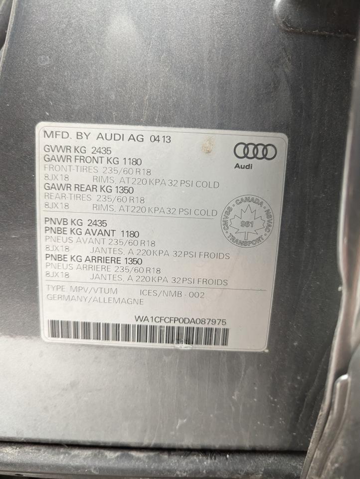 2013 Audi Q5 Premium vin: WA1CFCFP0DA087975
