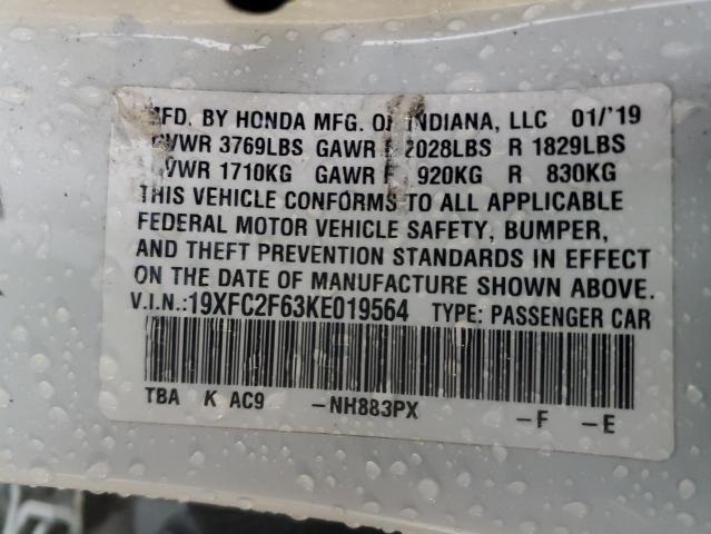 19XFC2F63KE019564 | 2019 HONDA CIVIC LX