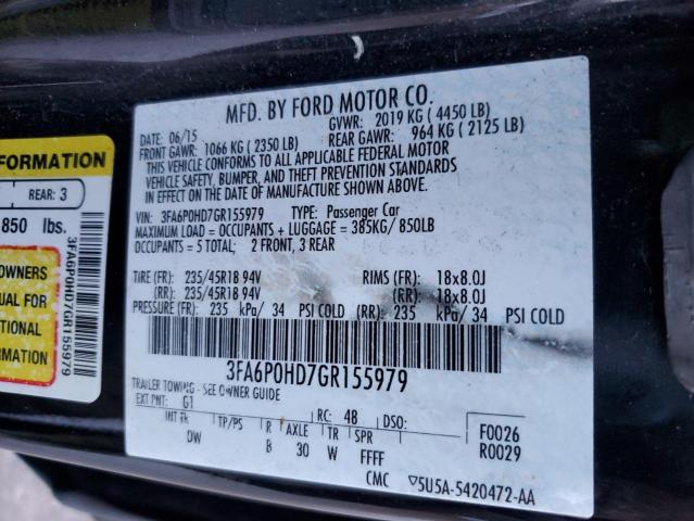 2016 FORD FUSION SE - 3FA6P0HD7GR155979