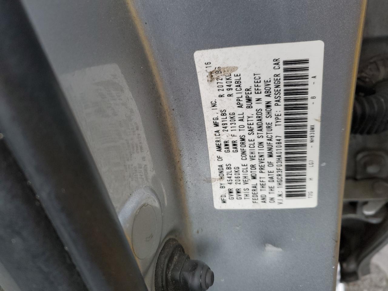 2017 Honda Accord Exl vin: 1HGCR3F03HA010847