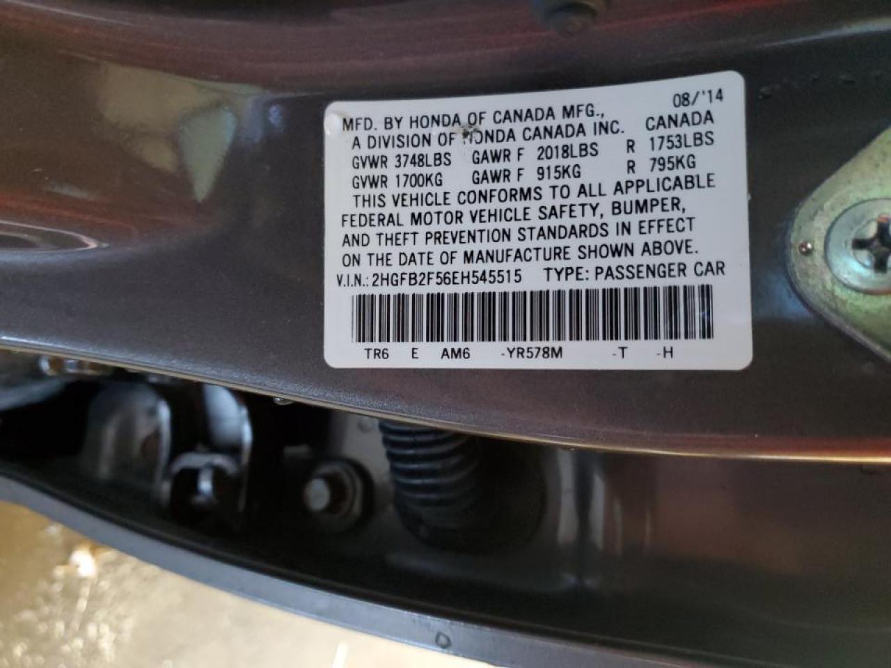 2HGFB2F56EH545515 2014 Honda Civic Lx