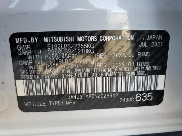 JA4J3TA86NZ026942 | 2022 MITSUBISHI OUTLANDER