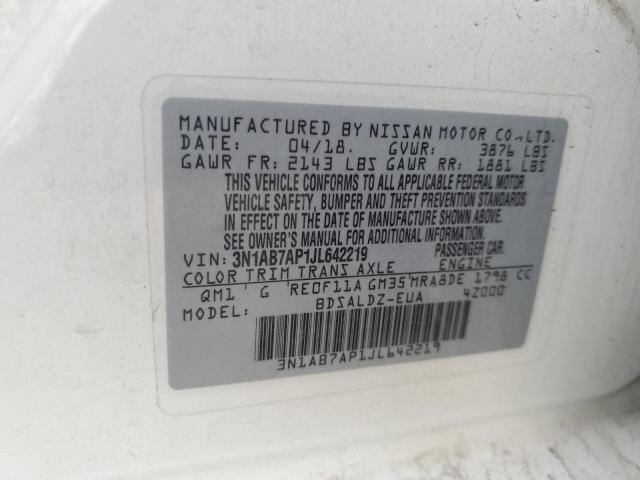 3N1AB7AP1JL642219 | 2018 NISSAN SENTRA S