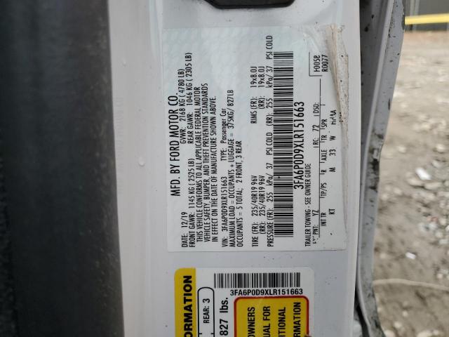 3FA6P0D9XLR151663 | 2020 FORD FUSION TIT