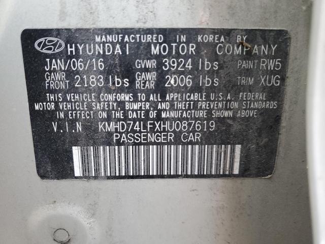 KMHD74LFXHU087619 | 2017 Hyundai elantra se