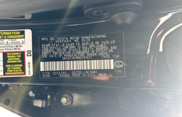 2022 Lexus Es 350 Base VIN: 58ADZ1B19NU131421 Lot: 81210633