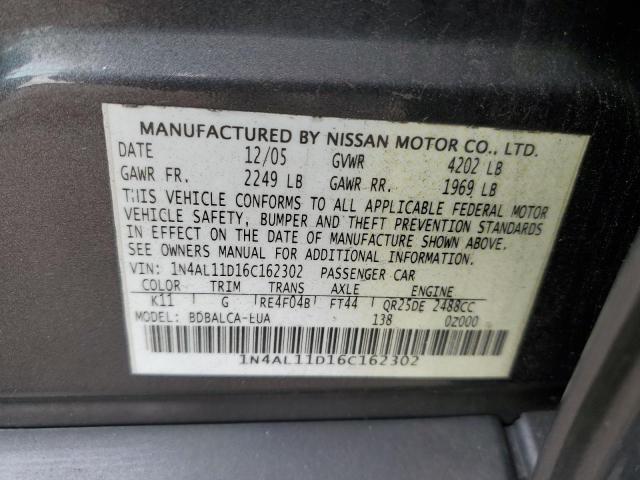 1N4AL11D16C162302 | 2006 Nissan altima s