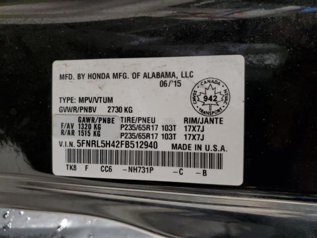 5FNRL5H42FB512940 | 2015 HONDA ODYSSEY EX