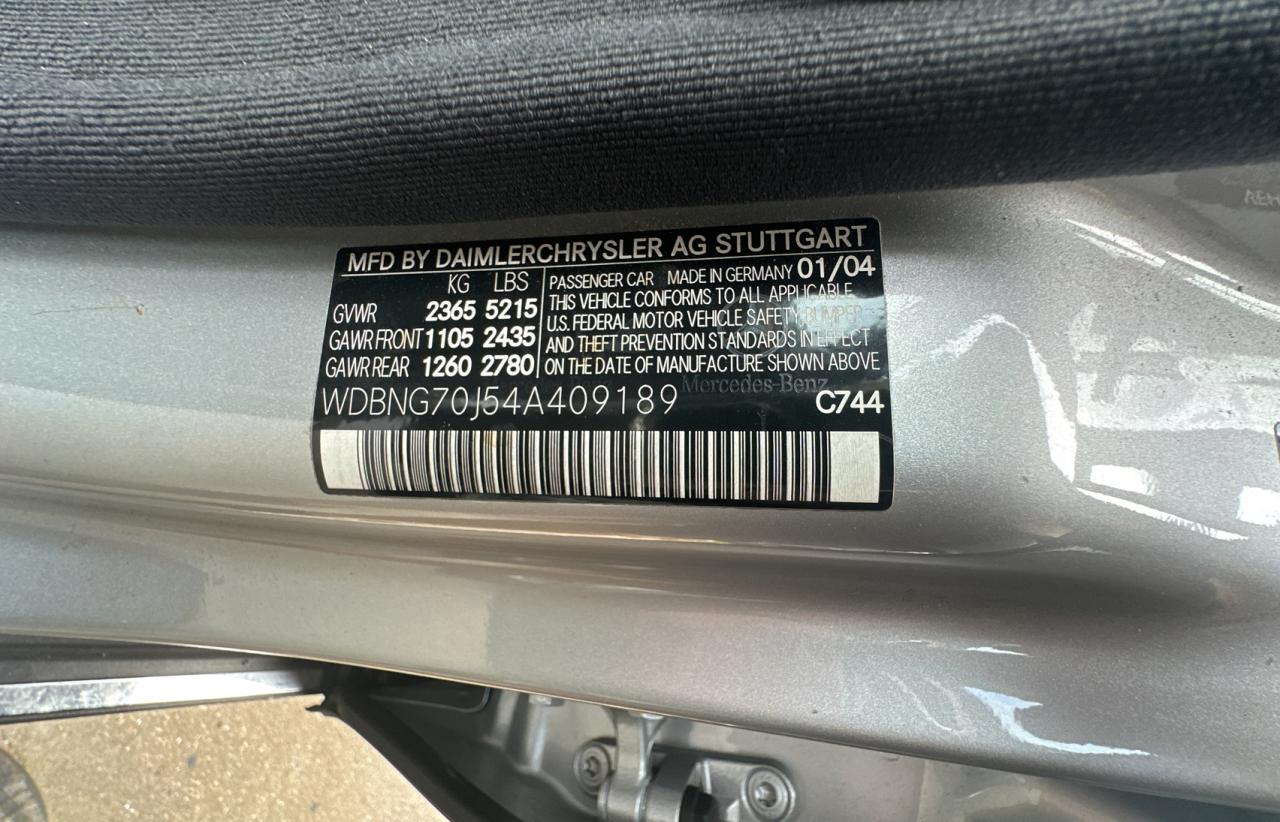 wdbng70j54a409189 WDBNG70J54A409189 2004 Mercedes-Benz S 430