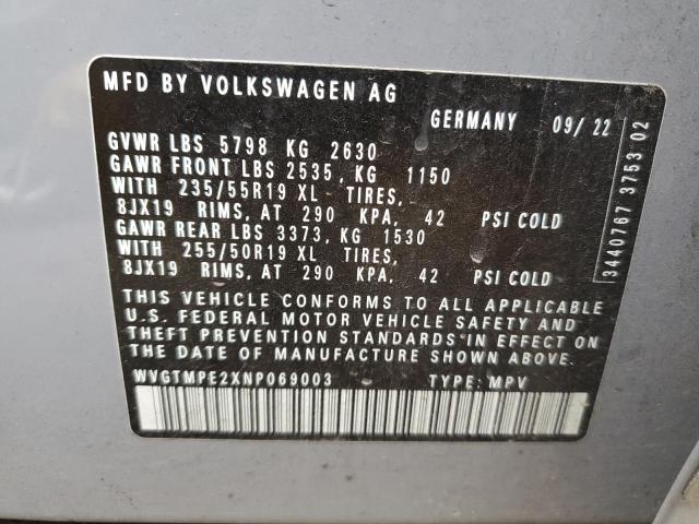 WVGTMPE2XNP069003 | 2022 VOLKSWAGEN ID.4 PRO S