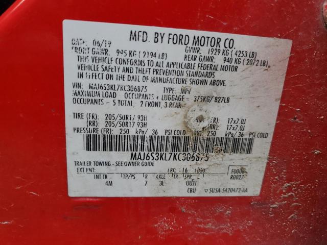 2019 FORD ECOSPORT T - MAJ6S3KL7KC306875