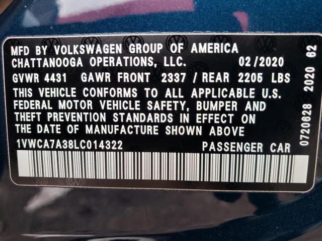 2020 VOLKSWAGEN PASSAT SEL - 1VWCA7A38LC014322