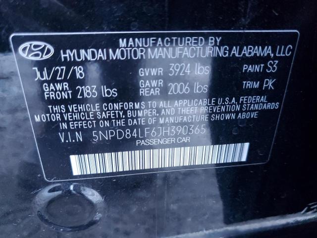 5NPD84LF6JH390365 | 2018 HYUNDAI ELANTRA SE