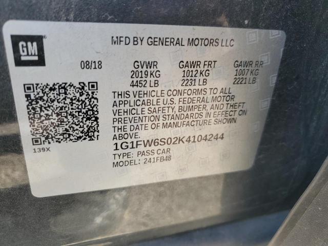 1G1FW6S02K4104244 | 2019 CHEVROLET BOLT EV LT