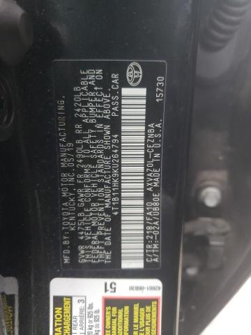 4T1B11HK9KU264794 | 2019 Toyota camry l