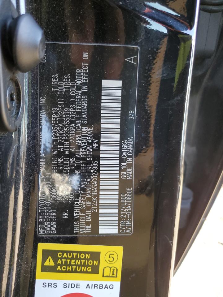 2t2zk1ba5ac027985 2T2ZK1BA5AC027985 2010 Lexus Rx 350