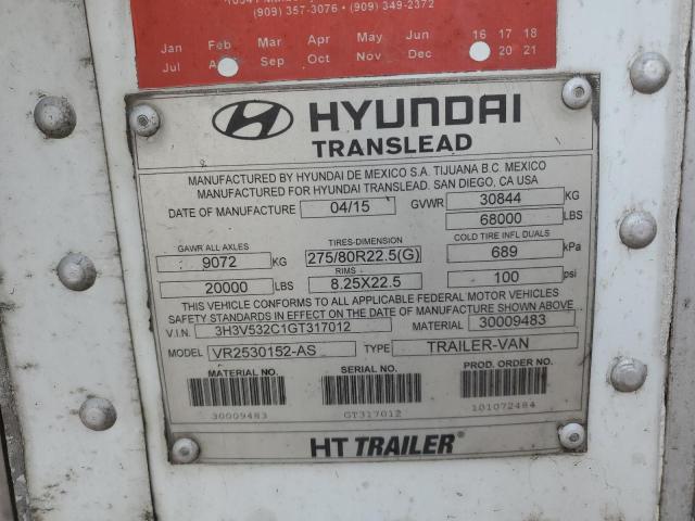 Lot #2438512508 2016 HYUNDAI REEFER salvage car