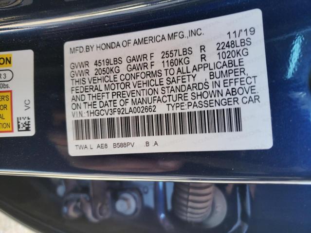 1HGCV3F92LA002662 | 2020 HONDA ACCORD TOU