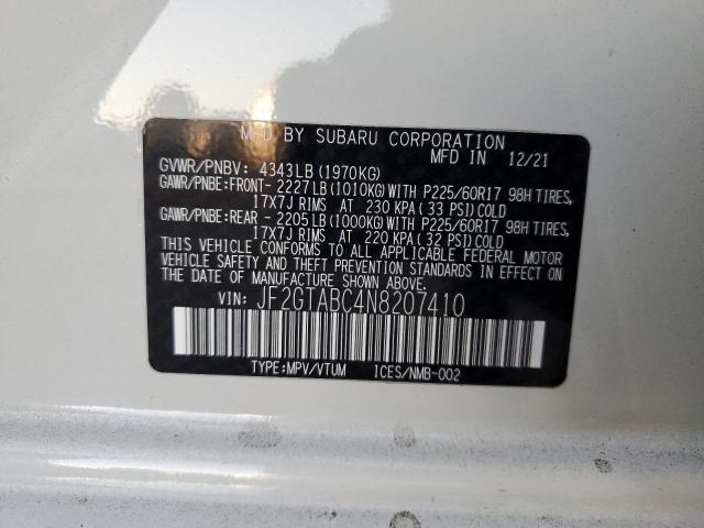 JF2GTABC4N8207410 | 2022 SUBARU CROSSTREK