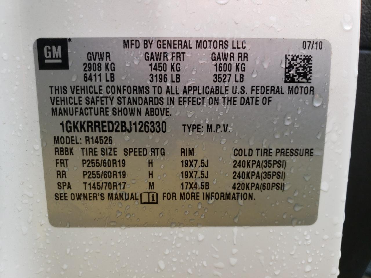 1GKKRRED2BJ126330 2011 GMC Acadia Slt-1