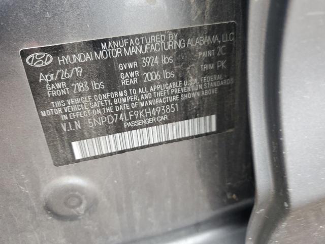 2019 Hyundai Elantra Se VIN: 5NPD74LF9KH493851 Lot: 51994914