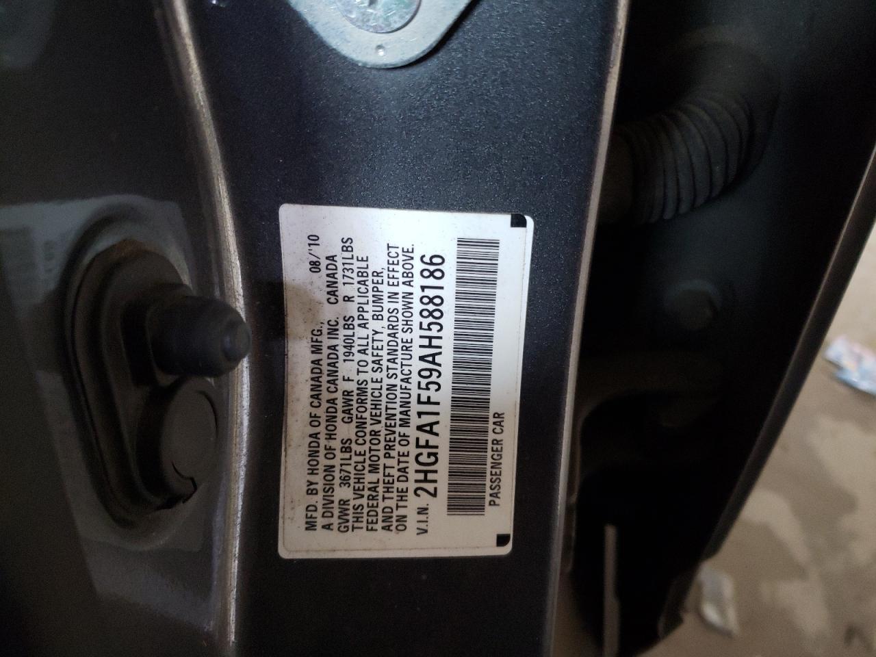 2HGFA1F59AH588186 2010 Honda Civic Lx