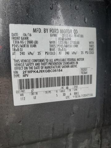2FMPK4J9XGBC06184 | 2016 FORD EDGE SEL