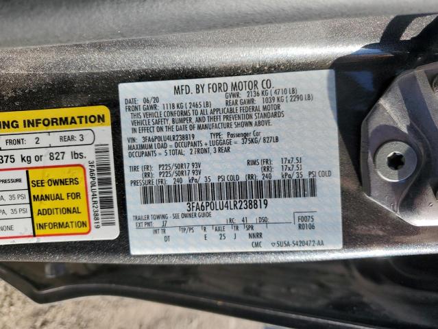 3FA6P0LU4LR238819 2020 FORD FUSION - Image 12