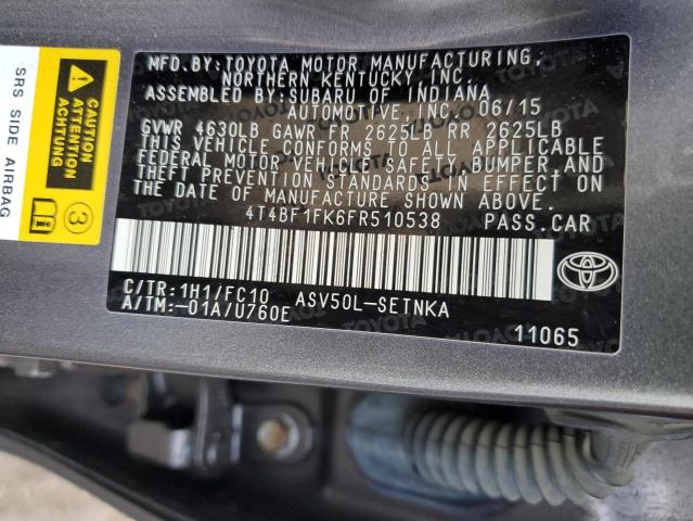 4T4BF1FK6FR510538 | 2015 TOYOTA CAMRY LE