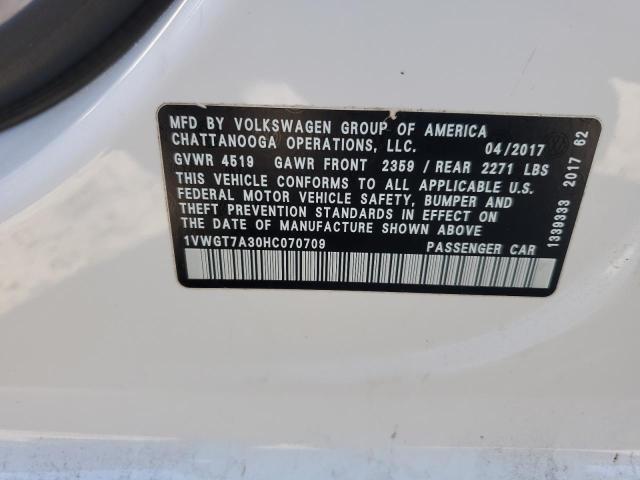 1VWGT7A30HC070709 | 2017 VOLKSWAGEN PASSAT SE