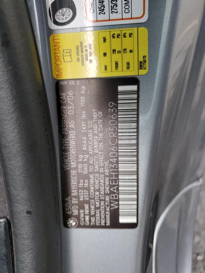 wbaeh13406cr50639 WBAEH13406CR50639 2006 BMW 650 I