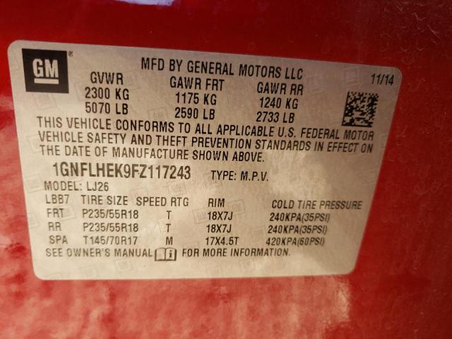 1GNFLHEK9FZ117243 | 2015 Chevrolet equinox ltz