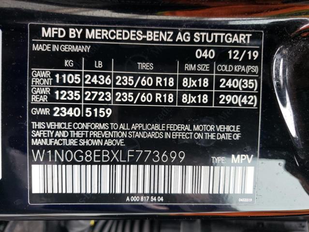 2020 MERCEDES-BENZ GLC 300 4M W1N0G8EBXLF773699