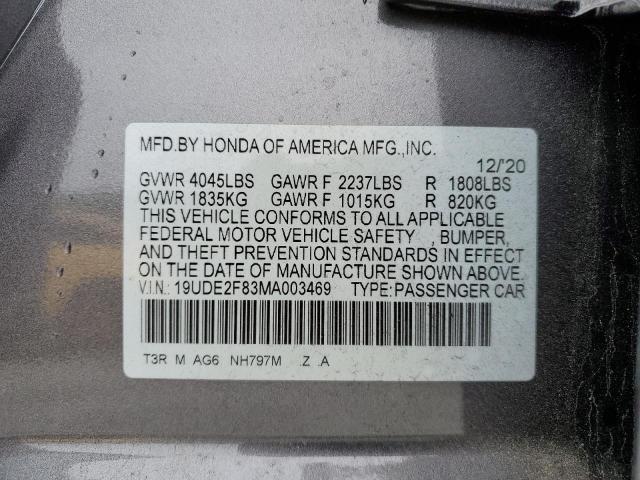 19UDE2F83MA003469 | 2021 ACURA ILX PREMIU