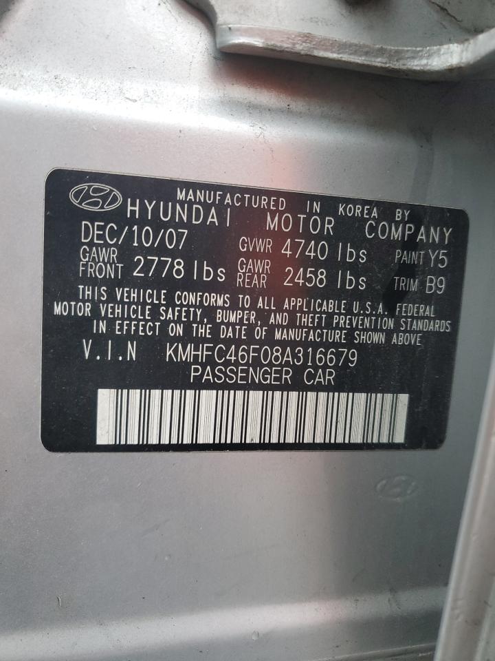 KMHFC46F08A316679 2008 Hyundai Azera Se