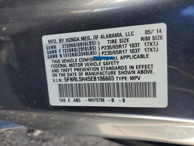 5FNRL5H45EB106665 | 2014 HONDA ODYSSEY EX