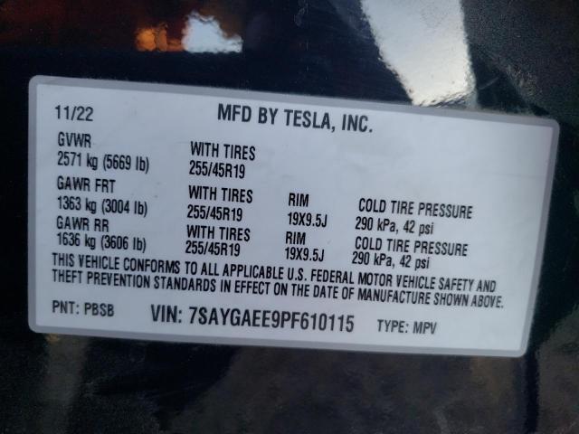 7SAYGAEE9PF610115 | 2023 TESLA MODEL Y