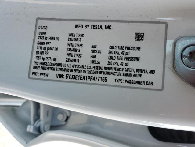 5YJ3E1EA1PF477165 | 2023 TESLA MODEL 3