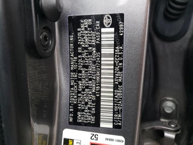 2019 TOYOTA CAMRY L AU - 4T1B11HK8KU173435