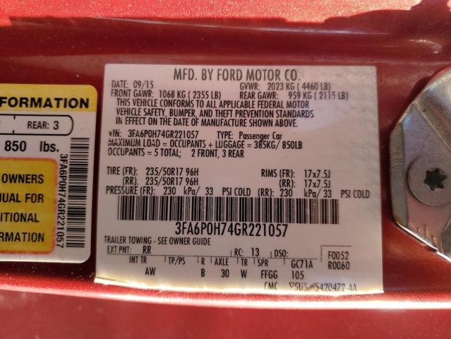 3FA6P0H74GR221057 | 2016 FORD FUSION SE